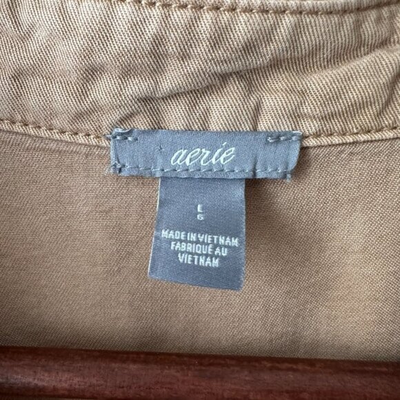 Aerie Sleeveless Utility Romper Playsuit Tan Large Safari Coastal Minimalist - Picture 4 of 16